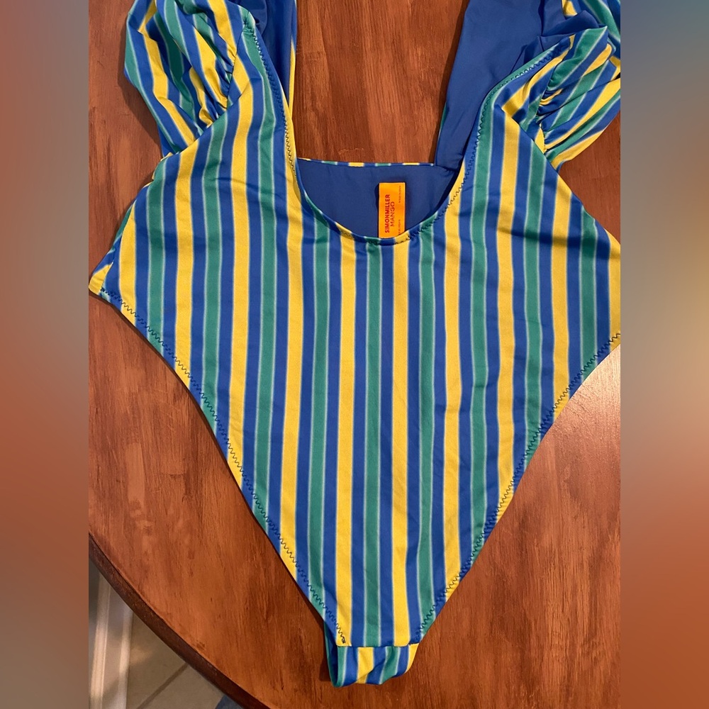 Mango x Simon Miller Multi-Colored Striped Wrap One Piece Swimsuit Size M - Picture 9 of 13